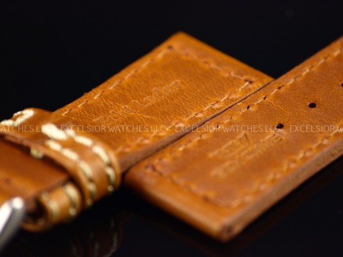 New Glycine 24MM High Grade Brown XS Leather Strap W/ Signed Silver Tone Buckle - Picture 3 of 3