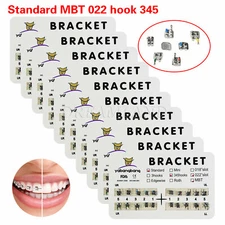 10 packs Dental Orthodontic Bracket Braces standard MBT 022" Mesh base 345hooks