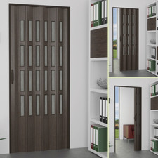 Porta a soffietto Pvc SU MISURA - Linea FINTO LEGNO CON VETRINI - PREZZO AL M²