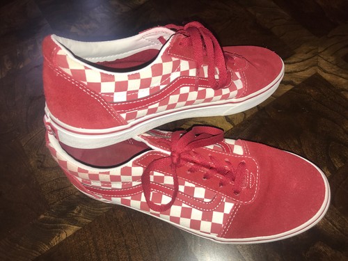 Scarpe da skate a scacchi Vans Old Skool rosse e bianche stringate donna 7 - Foto 8 di 8
