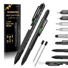 WORKPRO 2-Pack Upgraded Multi-Tool Pens 9 Functions Multi-tool Pen Set Daily Use