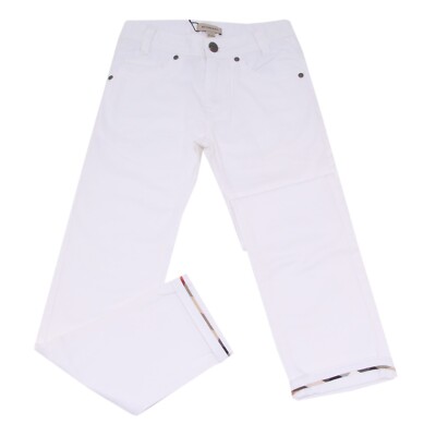 4090U pantalone bimbo BURBERRY cotone bianco white pant