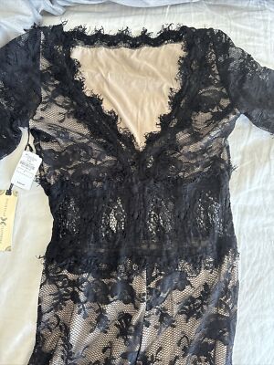 nightcap clothing dress Long Black NWT Small Sexy! Lace