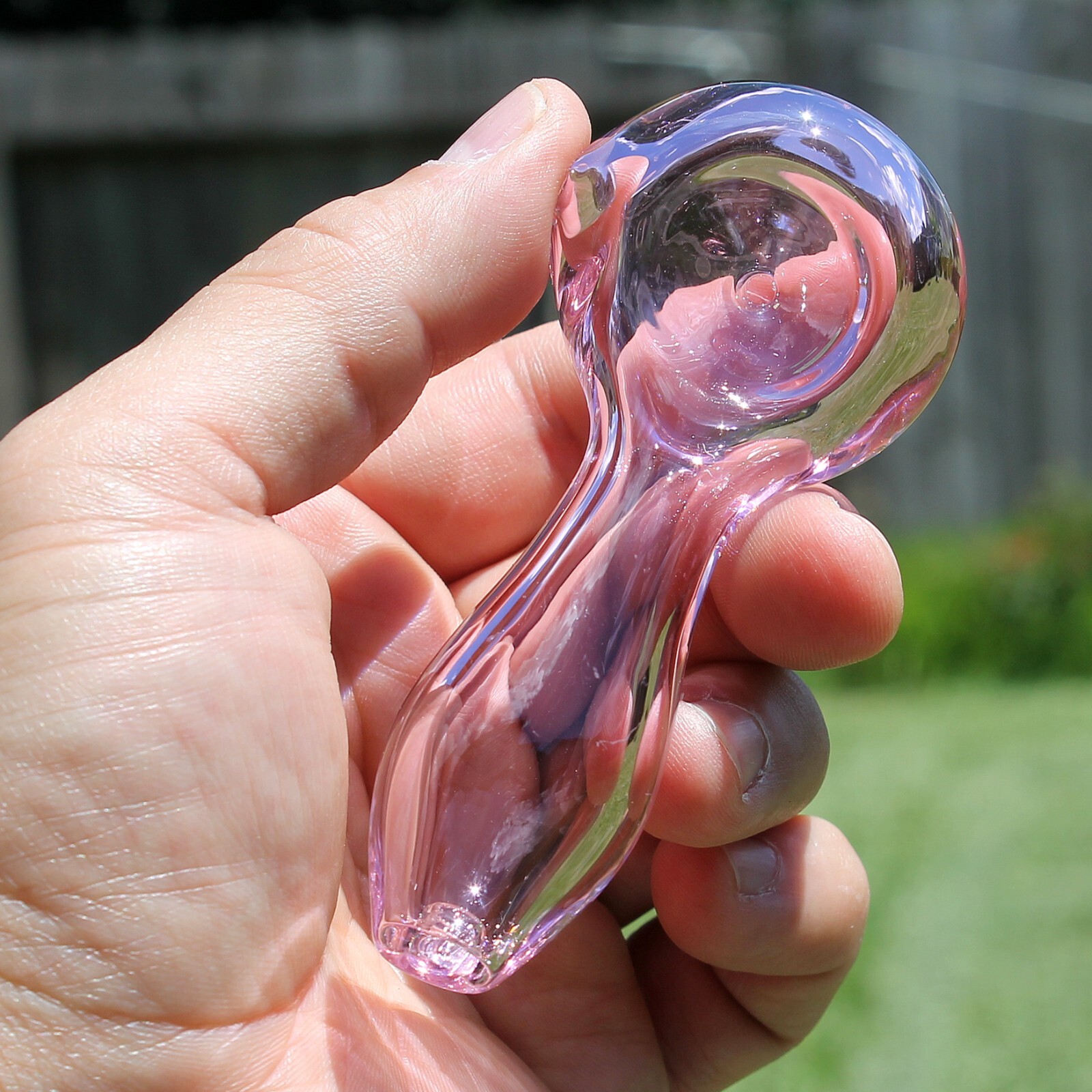 4" Clear Pink Glass Smoking Pipes Tobacco Bowls Smoke Handmade Spoon