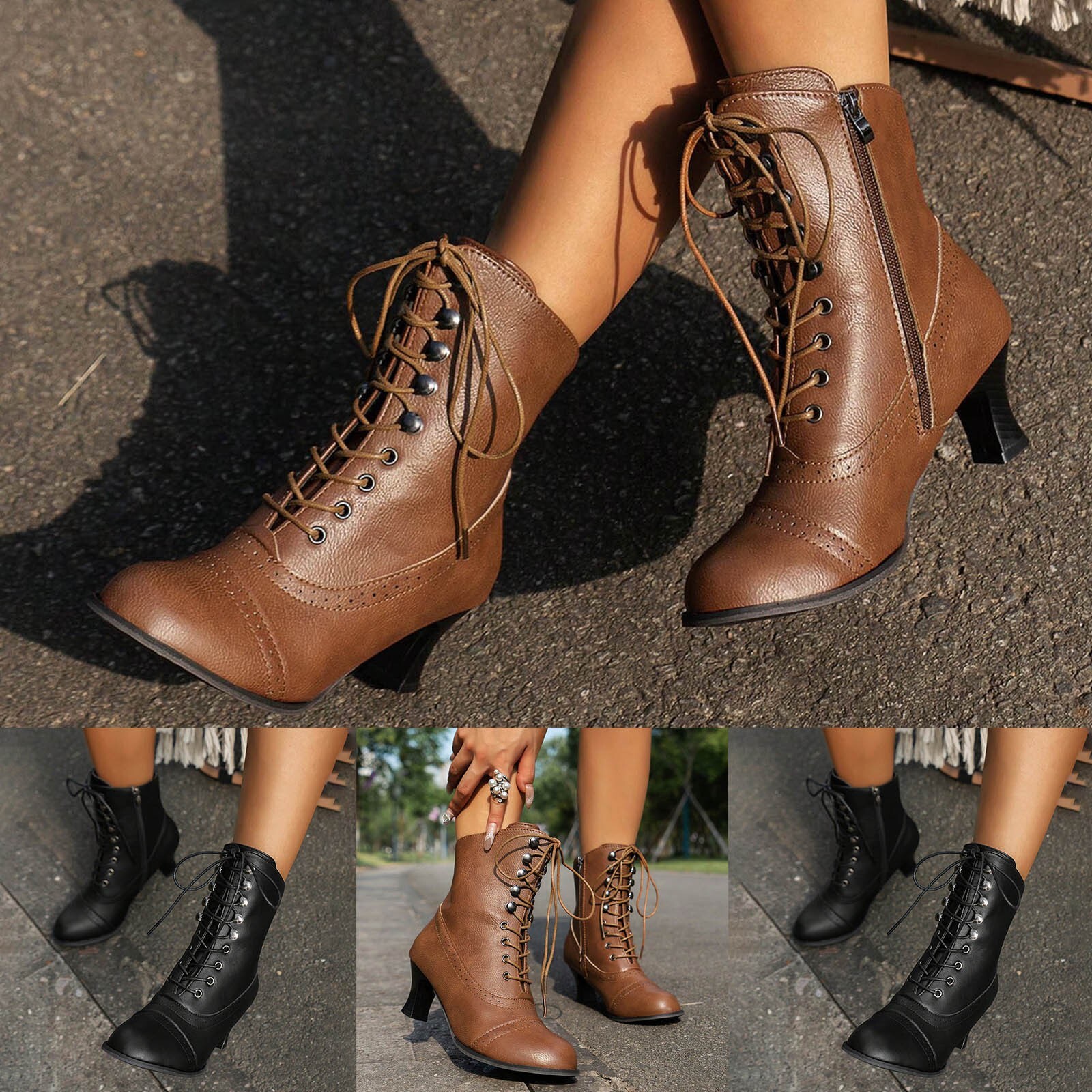 Lace Up Ladies High Heel Shoes Strange Steampunk Boot Victorian Ankle Boots