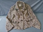 JM Collection Damen Jacke braun Zebrastreifen mit Kunstlederbesatz Gr. S Petite