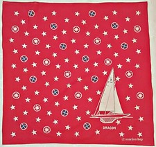 SCARF VINTAGE ELEGANCE PARIS DRAGON MARINA BAY NAUTICAL COTTON 23" SQUARE SMALL