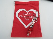 Handcrafted Metal Heart Red Keychain Keyring Pendant Valentine w/ Gift Bag