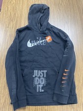 Nike Just Do It Kids Black Pullover Hoodie Medium Large Youth Boys Girls