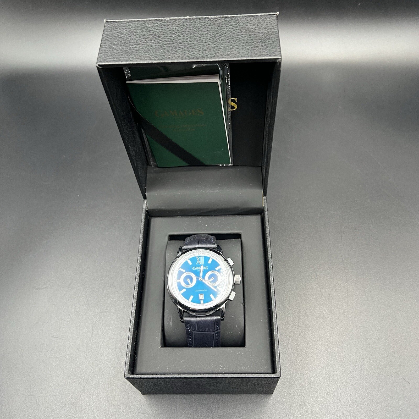 Gamages Limited Edition Vibrant Calendar Automatic Watch 8200A Blue UNWORN + BOX