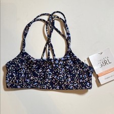 NEW Athleta Girl medium 8-10 bikini top strappy reversible Gold Coast swimsuit