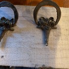 Pair Of Vintage Drop Ring Victorian Brass Hardware Floral Design — photo 5