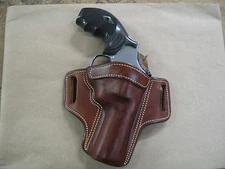 Smith & Wesson S&W L Frame 4" Leather 2 Slot Pancake Belt Holster CCW TAN RH