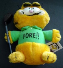 GARFIELD the Cat PLUSH Green FORE Shirt  GOLF Club 10th Birthday 1988 Dakin Tag