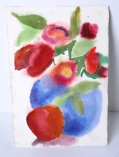 Orig. Floral Still Life Watercolor Painting Abstract NY Artist Sylvia Weinberg