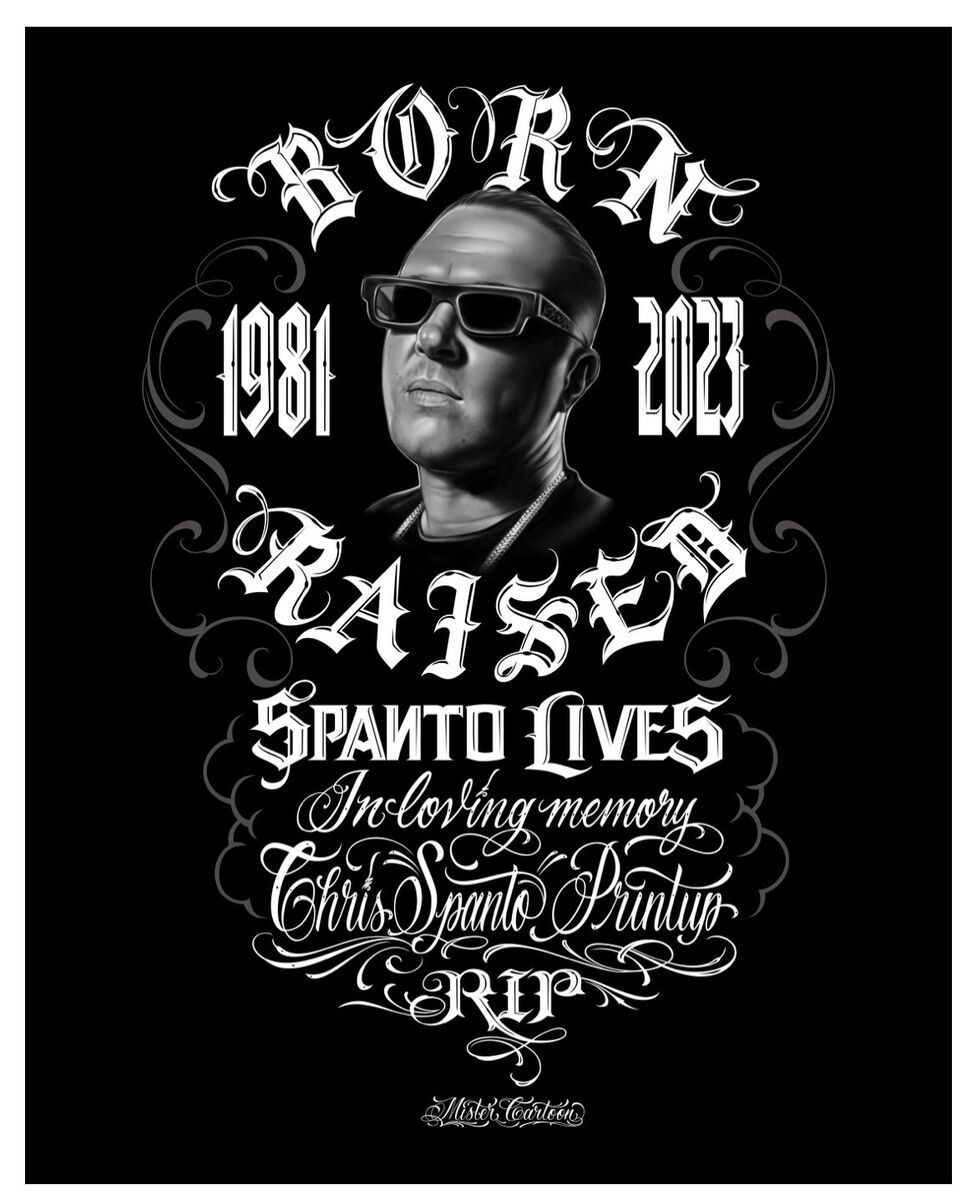 BORNxRAISED*SPANTO LIVES*COLLAB W/MISTER CARTOON*3XL S/S T BORNxRAISED*SPANTO LIVES*COLLAB W/MISTER CARTOON*3XL S/S T