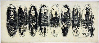 KURT PHILIPP ROMHILD - Leipzig in vignettes - hand screen print - o.J.