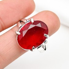 Glorious Red Garnet Ring Gemstone Handmade 925 Sterling Silver Jewelry For Gift