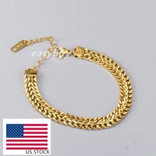 Woman 18K Gold Plated Stainless Steel Mesh Braided Chain Bracelet/Choker
