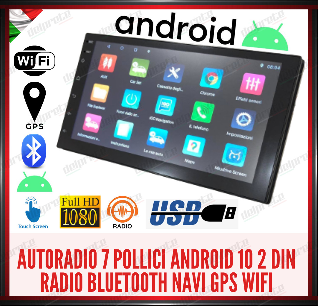 AUTORADIO ANDROID 10 7 POLLICI 2 DIN STEREO AUTO BLUETOOTH WIFI GPS NAVIGATORE 