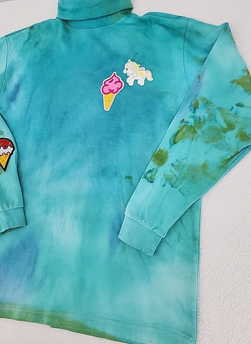 Trader Bay Men Large Turtleneck Long Sleeve Procion Ice Tie Dyed Unicorn Patches - Picture 3 of 23