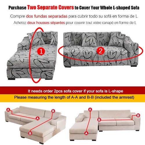 L-shape Need Order 2pieces Sofa Cover Elastic Couch Cover Corner Sectional - Foto 2 di 50