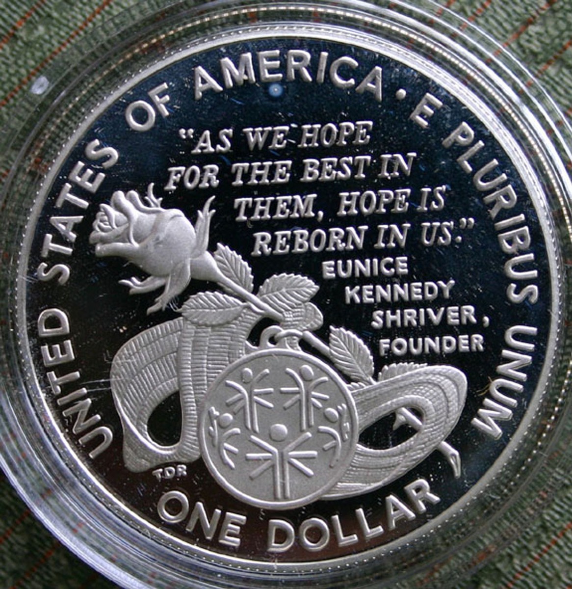 1995 Special Olympic World Games Proof Silver Dollar Coin Eunice