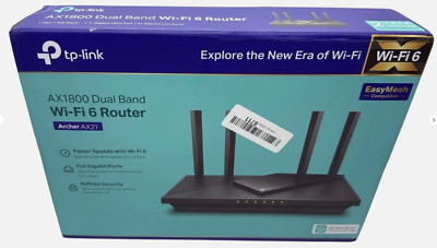 TP-Link Archer AX21 AX1800 Dual-Band Mesh Wi-Fi 6 Router Black *New*