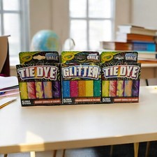 Crayola Sidewalk Chalk Lot- 3 Boxes:  1 GLITTER  2 TIE DYE -NEW - Washable
