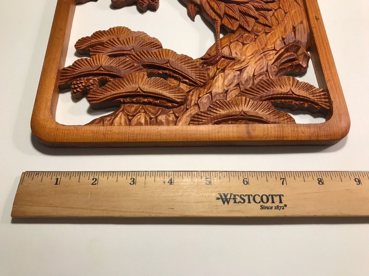 RARE Antique Japanese Hand Carved Wall Hanging Wood Panel | eBay