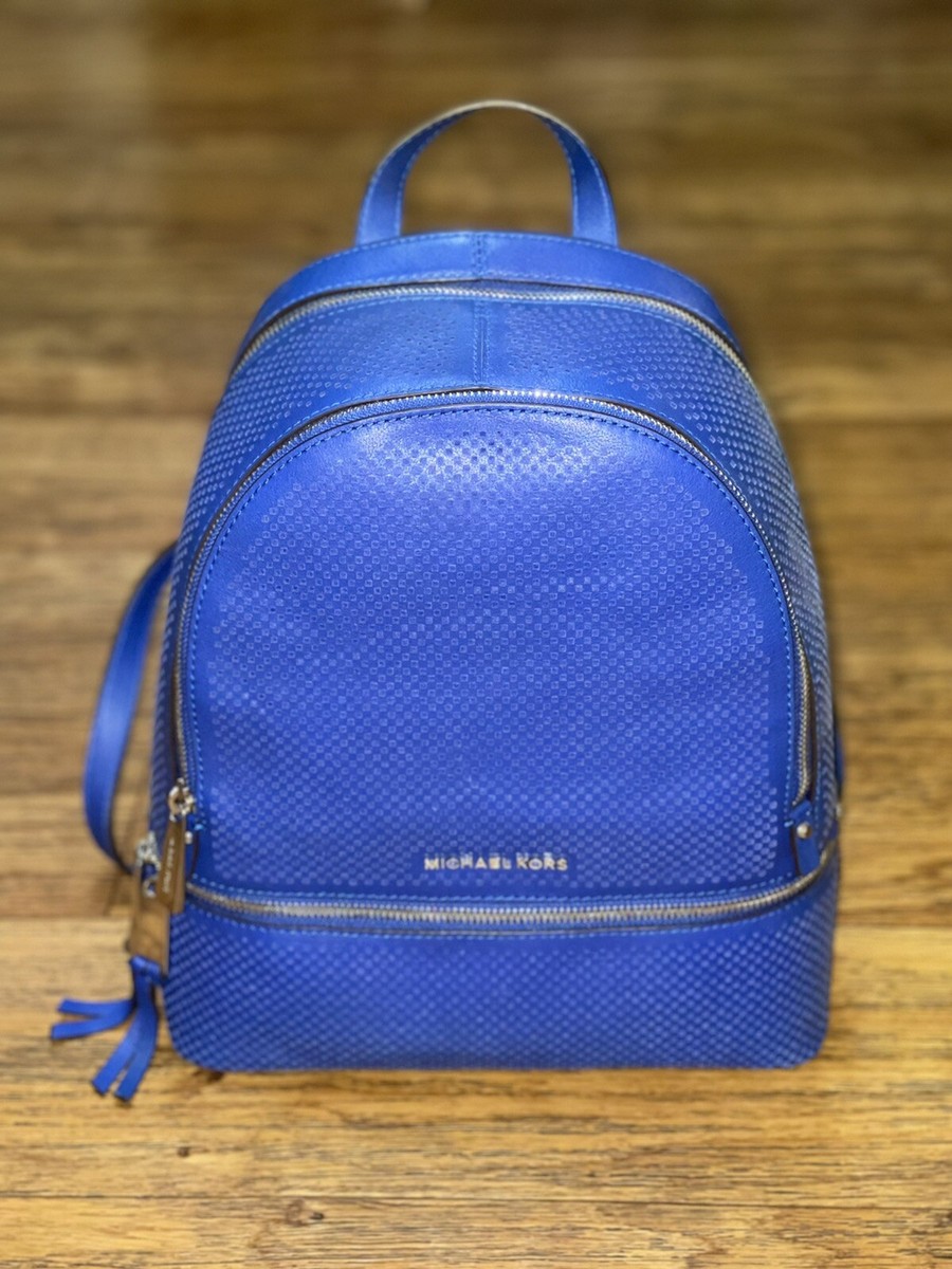 ?MICHAEL KORS RHEA ZIP BACKPACK SAPPHIRE BLUE SILVER TRAVEL  display picture 2