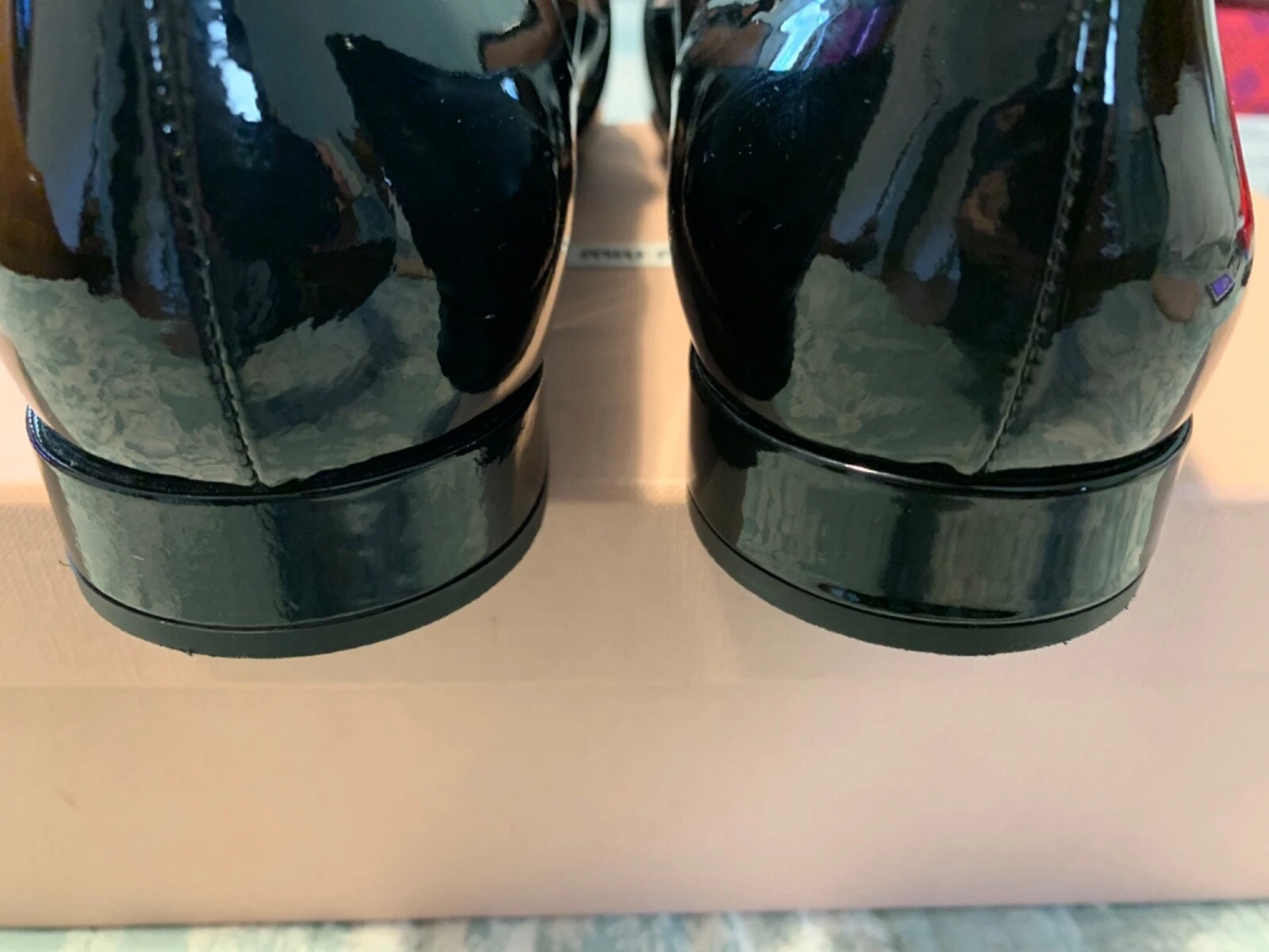 MOCASSINI GIOIELLIZZATI MIU MIU VERNICE IN PELLE VERNICIATA CRISTALLO NERO TAGLIA EU41 $795