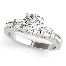 1.38 Ct Round Simulated Diamond Engagement Ring 14K Solid White Gold Size 9.5