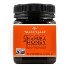 Wedderspoon Raw New Zealand Monofloral Manuka Honey KFactor 16 - NET WT. 8.8 OZ