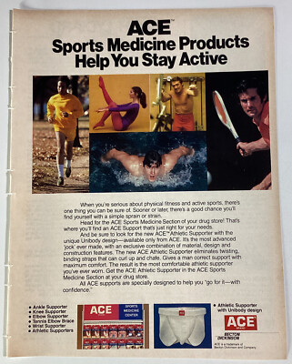 ACE Sports Print Ad Original Vintage 1981 Rare RW Beaton Dickinson Jock Strap