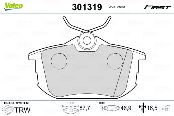301319 VALEO Brake Pad Set, disc brake for MITSUBISHI,PROTON,SMART,VOLVO