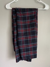 Talbots Hampshire Ankle Pants Straight Leg Red Boue Plaid Wool Blend Women's 8 P