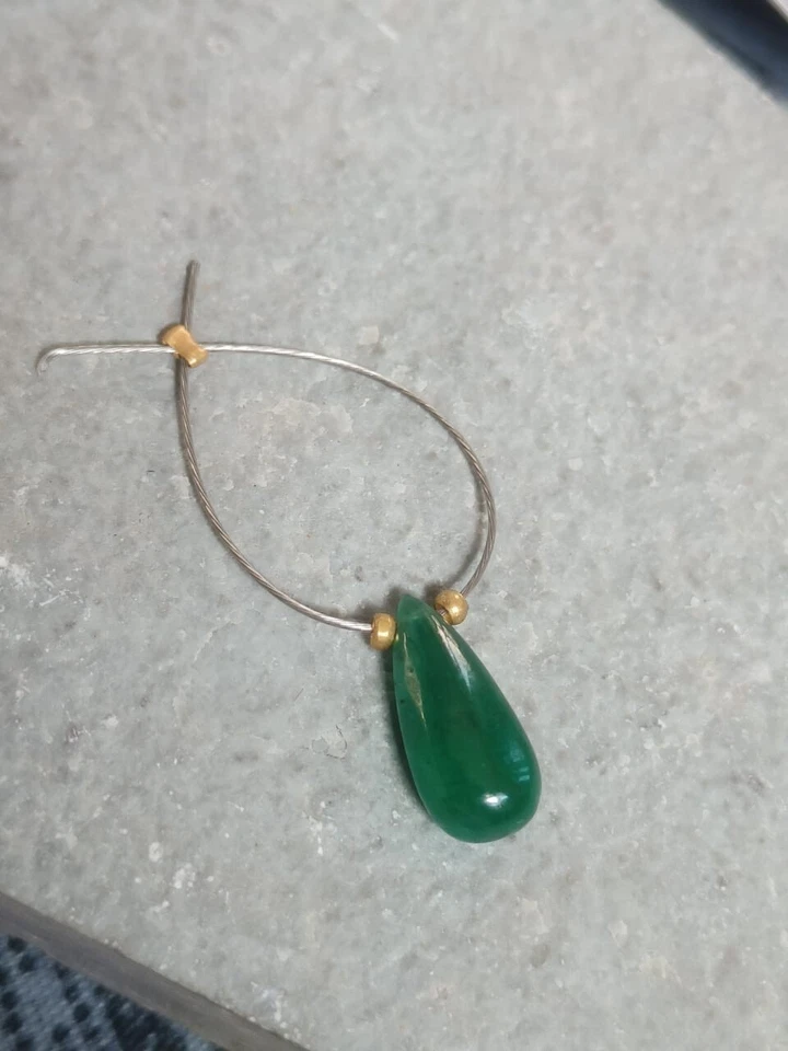 Briolette lágrima lisa esmeralda brasileña natural de 3,20 quilates cuenta única Foto 3 de 4