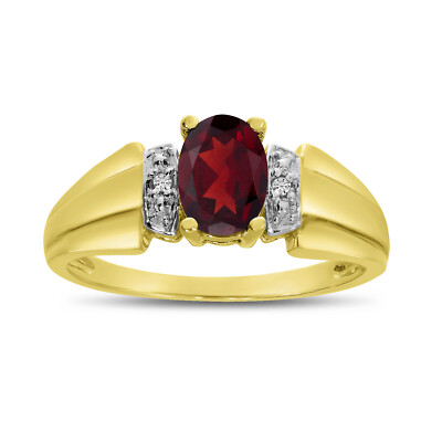 Ring 14 Karat Gelbgold ovaler Granat und Diamant