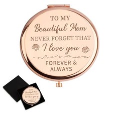 Mom Compact Mirror Birthday Gift Mother Day Christmas Rose Gold Purse Size