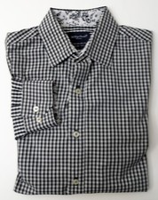 Phillipe Duxon Medium Slim Fit White Plaid Men's Long Sleeve Dress Shirt