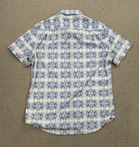 7 Diamonds 4 Way Stretch Shirt Men's Medium Blue Mood Short Sleeve Performance - Picture 3 of 7
