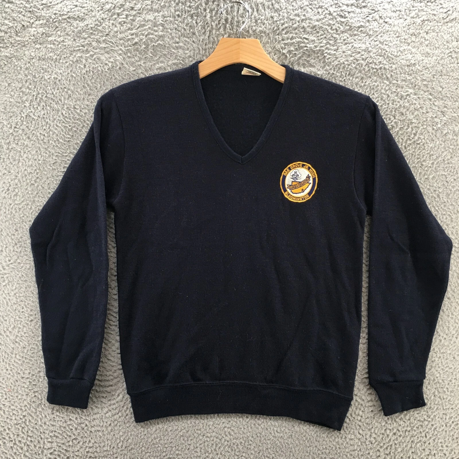 Moorewear Sweatshirt Youth M Blue V-neck Long Sleeves Rayon Blend Pull Over