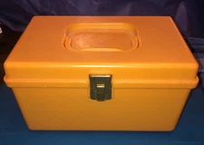 Vintage Wil-Hold Sewing Box, Harvest Gold with Tray , By Wilson Mfg