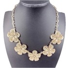 Statement Necklace Rose Gold Silver and Filigree Floral Bib Adjustable Chain