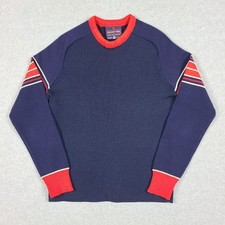Vintage Demetre Red Blue 100 Virgin Wool Sweater USA Size Juniors Kids L