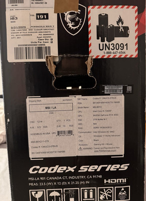 MSI Codex R Gaming Desktop Intel i5-13400F RTX 4060 2TB NVMe SSD 16GB RAM