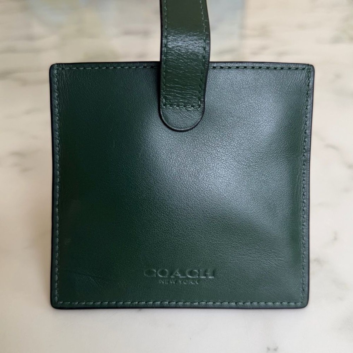 Coach Heritage Card Case Dark Clover Green Leather Snap Wallet