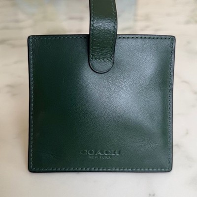 Coach Heritage Card Case Dark Clover Green Leather Snap Wallet