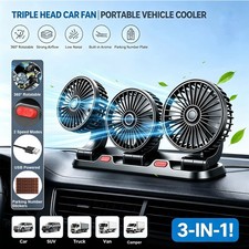 12V Triple Head Car Fan 360� Rotatable 2 Speed Car Auto Dashboard Cooling AirFan